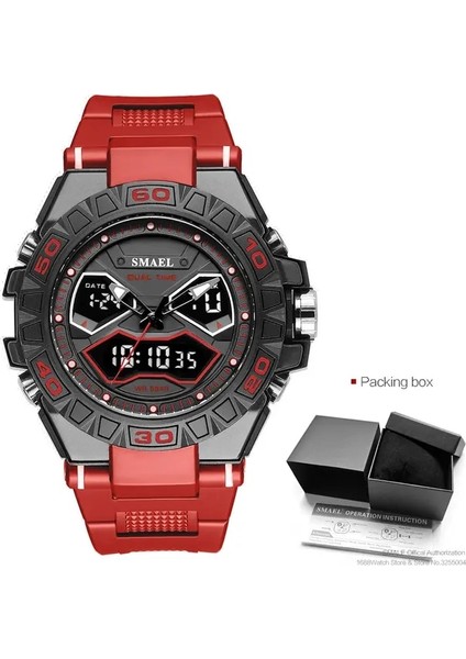 Red-Box Smael Erkekler Için Askeri Spor Saat Kronograf Kuvars Elektronik LED Ekran Kauçuk Kayışlı Dijital Bilek Saatleri Часы 8070 (Yurt Dışından)