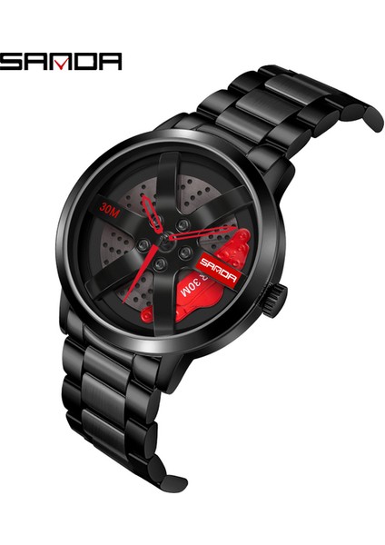 Siyah Kırmızı Regarder Sanda Erkek Saat Jant Hub Izle Tekerlek Kol Saati Saat Spor Araba Yaratıcı 360° Dönen Erkekler Bilek Izle Reloj De Hombre (Yurt Dışından)
