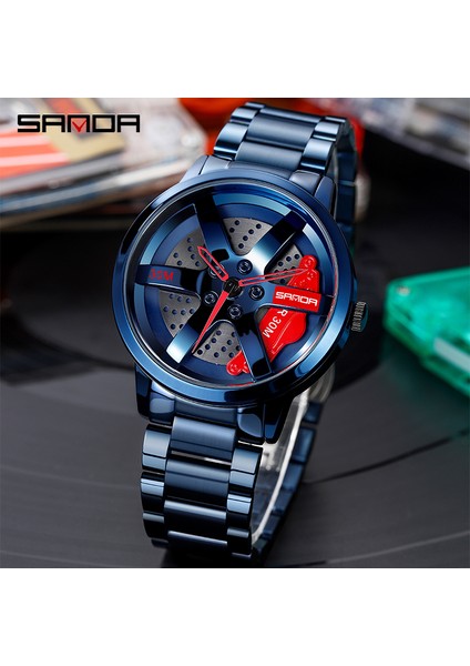 Siyah Kırmızı Regarder Sanda Erkek Saat Jant Hub Izle Tekerlek Kol Saati Saat Spor Araba Yaratıcı 360° Dönen Erkekler Bilek Izle Reloj De Hombre (Yurt Dışından) modelleri