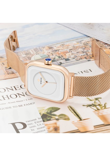 Beyaz-P Wwoor Orijinal Yeni Bayan Izle Beyaz Kare Bilezik Saatler Kadın Örgü Kayış Su Geçirmez Kuvars Kadın Saat Relogio Feminino (Yurt Dışından) indirimleri