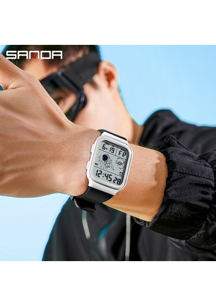 Beyaz Sanda Dikdörtgen Spor Izle Erkekler Için 2022 Su Geçirmez Aydınlık Öğrenci Elektronik Saat Lüks Часы Женские Reloj Hombre 6035 (Yurt Dışından)