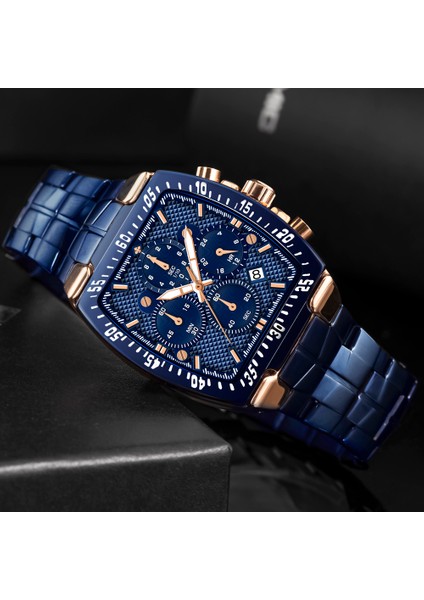 Altın Altın Wwoor Erkekler Chronograph Spor Saatler Erkekler Için Moda Kare Üst Marka Lüks Paslanmaz Çelik Su Geçirmez Kuvars Izle Reloj Hombre (Yurt Dışından)