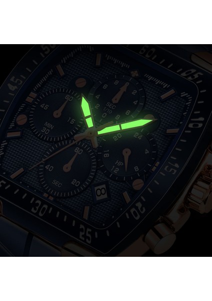 Altın Altın Wwoor Erkekler Chronograph Spor Saatler Erkekler Için Moda Kare Üst Marka Lüks Paslanmaz Çelik Su Geçirmez Kuvars Izle Reloj Hombre (Yurt Dışından)