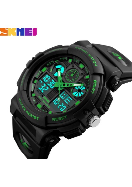Yeşil Skmeı Erkekler Spor Kuvars Saatler Moda Açık Adam Saat Izle 2 Kez Su Geçirmez Dijital Erkekler Üst Kol Saati Reloj Hombre 1270 (Yurt Dışından)
