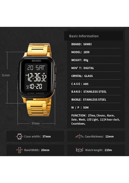 Siyah Erkek Saatler Su Geçirmez Spor Dijital LED Izle Alarm Chrono Elektronik Saat Adam Öğrenci Kol Saati Skmeı Relogio Masculino (Yurt Dışından) modelleri