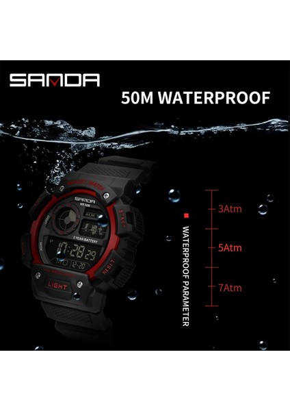 Siyah Kırmızı Sanda Izle Moda Trendi Erkekler Elektronik Saat Çok Fonksiyonlu Yaratıcı Kişilik Su Geçirmez Aydınlık Kol Saati (Yurt Dışından) fırsatları