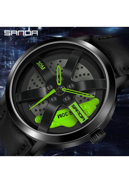 Gümüş Yeşil Kutu Yarış Öfkeli Sanda Sıcak Satış Kuvars Erkek Saat Dönen Tekerlek Saat Manyetik Toka [360° Dönen] Relogio Masculino Смотреть (Yurt Dışından) modelleri