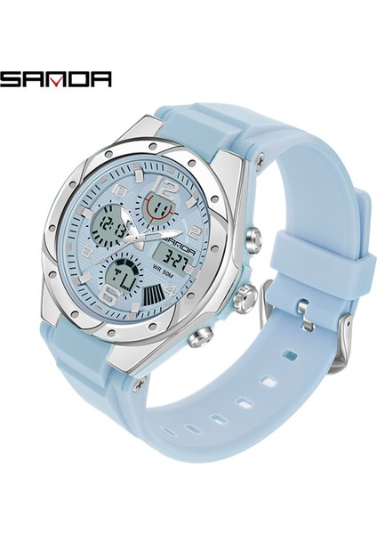 6062 Mavi Sanda Moda Yeni Kadın Spor Izle G Su Geçirmez Dijital LED Bayanlar Askeri Elektronik Ordu Kol Saati Saat Kız Reloj (Yurt Dışından)