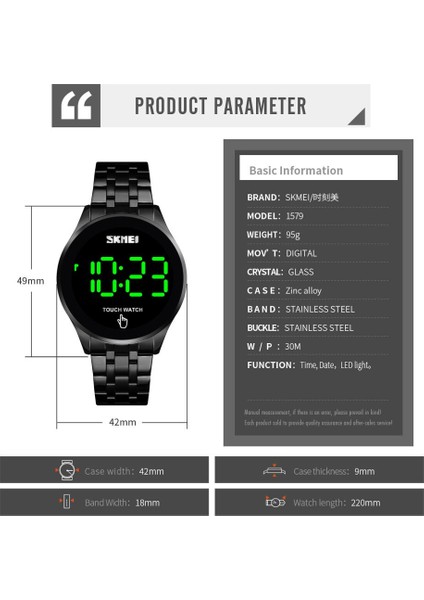 Gümüş Skmeı Marka Dijital Saat Erkekler Için Dokunmatik LED Ekran Moda Dial 30BAR Su Geçirmez Elektronik Hareketli Saat Relogio Masculino (Yurt Dışından)