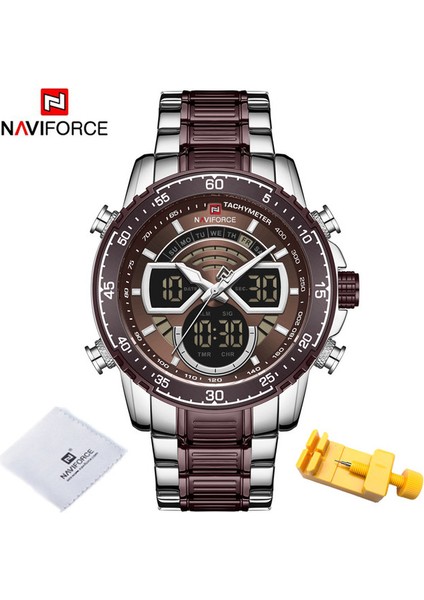 Sce Navıforce Moda Erkek Saatler Lüks Orijinal Kuvars Dijital Analog Spor Kol Saati Erkekler Için Su Geçirmez Paslanmaz Çelik Saat (Yurt Dışından)