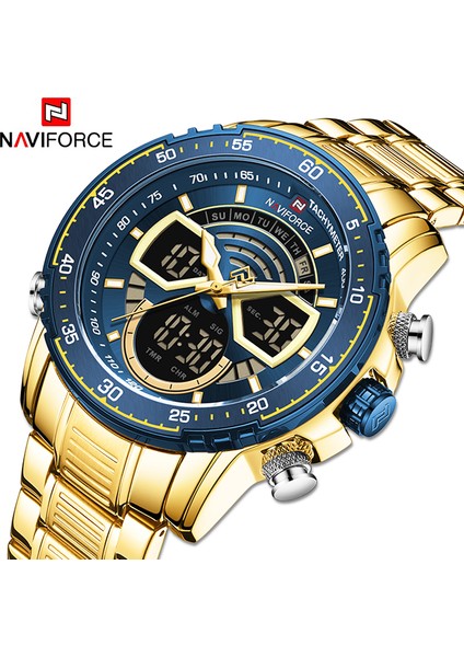 Sce Navıforce Moda Erkek Saatler Lüks Orijinal Kuvars Dijital Analog Spor Kol Saati Erkekler Için Su Geçirmez Paslanmaz Çelik Saat (Yurt Dışından)