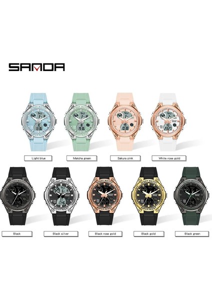 6067 Yeşil Sanda Moda Yeni Kadın Spor Saat G Su Geçirmez Dijital LED Bayanlar Askeri Elektronik Ordu Kol Saati Saat Kız Reloj (Yurt Dışından)