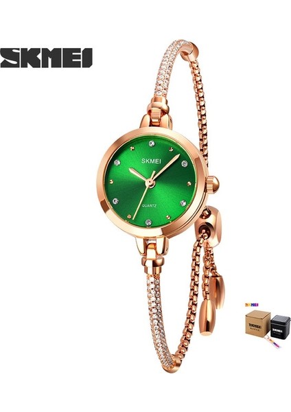 Yeşil Kutu Skmeı Marka Lüks Kadın Bilezik Izle Paslanmaz Çelik Kuvars Bayanlar Izle Su Geçirmez Saat Relogio Feminino 1805 Montre Femme (Yurt Dışından)