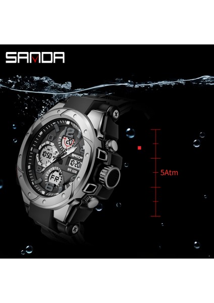 739 Mavi Sanda G Stil Spor Kol Saati Erkekler Saatler Askeri Ordu Kol Saati LED Dijital Kuvars Çift Ekran Erkek Izle Su Geçirmez (Yurt Dışından)