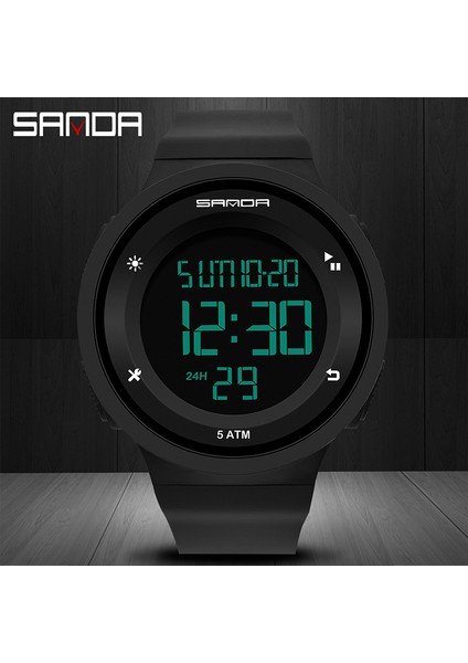 Siyah Beyaz Sanda Unisex Yaratıcı LED Elektronik Spor Saatler Geri Sayım Kronometre Saat 5bar Su Geçirmez Erkek Kol Saati Montre Homme Izle (Yurt Dışından) modelleri