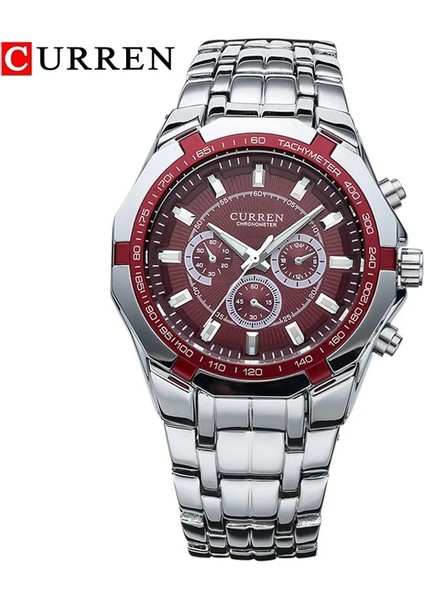 Gümüş Kırmızı Curren Erkekler Lüks Marka Askeri Spor Erkek Saatler Tam Çelik Kuvars Saat Erkek Su Geçirmez Iş Izle Relogio Masculino (Yurt Dışından) modelleri