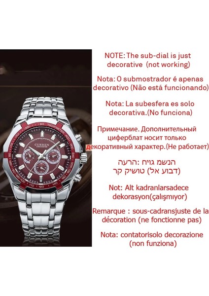 Gümüş Kırmızı Curren Erkekler Lüks Marka Askeri Spor Erkek Saatler Tam Çelik Kuvars Saat Erkek Su Geçirmez Iş Izle Relogio Masculino (Yurt Dışından) fırsatları