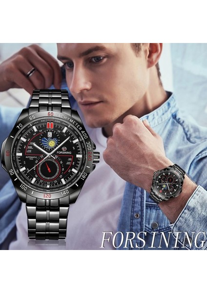 Altın Forsınıng Aydınlık Tarih Otomatik Sarma Erkek Saatler Tam Çelik Su Geçirmez Iş Ay Fazı Mekanik Erkek Kol Saatleri (Yurt Dışından) fiyatları