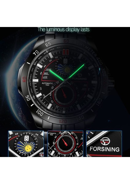 Altın Forsınıng Aydınlık Tarih Otomatik Sarma Erkek Saatler Tam Çelik Su Geçirmez Iş Ay Fazı Mekanik Erkek Kol Saatleri (Yurt Dışından) modelleri