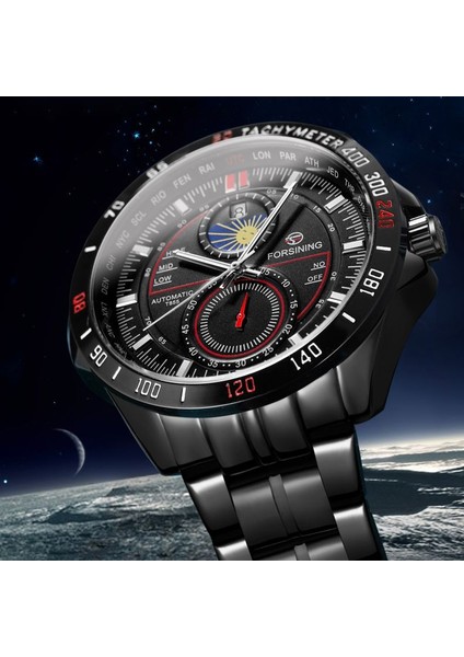 Altın Forsınıng Aydınlık Tarih Otomatik Sarma Erkek Saatler Tam Çelik Su Geçirmez Iş Ay Fazı Mekanik Erkek Kol Saatleri (Yurt Dışından) indirimleri