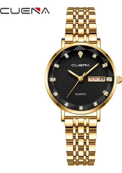 Altın Siyah Cuena Altın Izle Kadın Saatler Bayanlar 6002 Çelik Kadın Bilezik Saatler Kadın Saat Relogio Feminino Montre Femme (Yurt Dışından)