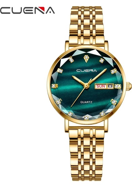 Altın Siyah Cuena Altın Izle Kadın Saatler Bayanlar 6002 Çelik Kadın Bilezik Saatler Kadın Saat Relogio Feminino Montre Femme (Yurt Dışından) fırsatları