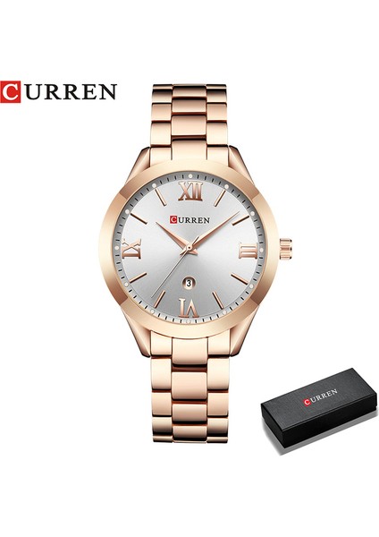 Gül Altın Beyaz Kutu Curren Gül Altın Izle Kadın Saatler Bayanlar Yaratıcı Çelik Kadın Bilezik Saatler Kadın Saat Relogio Feminino Montre Femme (Yurt Dışından)