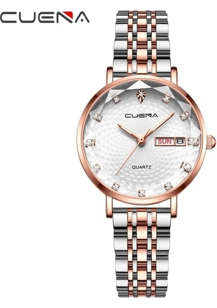 Gümüş Gül Beyaz Cuena Altın Izle Kadın Saatler Bayanlar 6002 Çelik Kadın Bilezik Saatler Kadın Saat Relogio Feminino Montre Femme (Yurt Dışından)