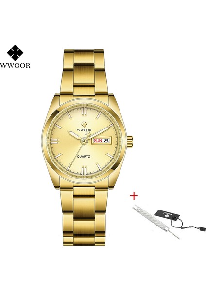 Altın Altın Montre Femme Wwoor 2022 Altın Izle Kadın Saatler Paslanmaz Çelik Moda Bayanlar Bilezik Saatler Elbise Su Geçirmez Kadın Saat (Yurt Dışından)