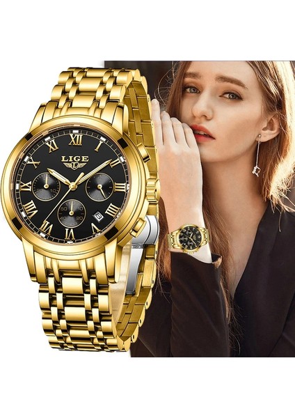 Altın Mavi Lıge 2023 Yeni Altın Izle Kadın Saatler Bayanlar 30 M Su Geçirmez Çelik Kadın Bilezik Saatler Kadın Saat Relogio Feminino + Kutusu (Yurt Dışından) fiyatları