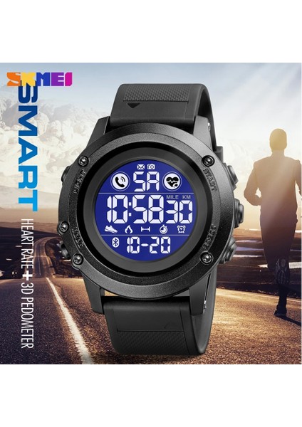 Mavi Izle Skmeı Lüks Akıllı Saat Dijital Spor Bluetooth Kalp Hızı Saati Spor Pedometre Kalori Su Geçirmez Erkek Relojes Inteligen (Yurt Dışından)