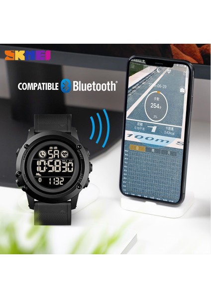 Mavi Izle Skmeı Lüks Akıllı Saat Dijital Spor Bluetooth Kalp Hızı Saati Spor Pedometre Kalori Su Geçirmez Erkek Relojes Inteligen (Yurt Dışından)