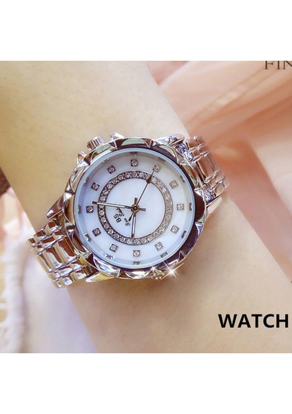 1506-GÜMÜŞ Moda Kadın Bilezik Saatler Paslanmaz Çelik Taklidi Kristal Bayanlar Kuvars Izle Kadın Elbise Saat Dropshiping Montre Femme (Yurt Dışından)