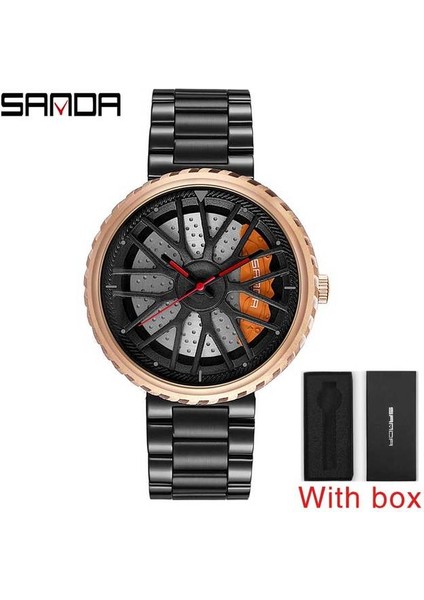 Çelik Altın Kutu Erkek Lüks Saatler Spor Araba Saatleri Su Geçirmez Spor Jant Hub Tekerlek Kol Saati Araba Kuvars Erkek Saatler Relogio Masculino (Yurt Dışından)