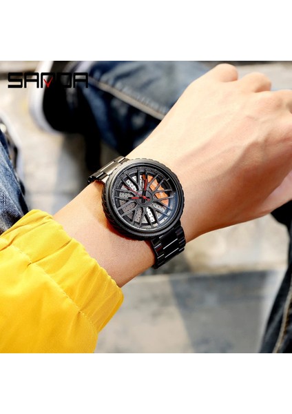 Çelik Altın Kutu Erkek Lüks Saatler Spor Araba Saatleri Su Geçirmez Spor Jant Hub Tekerlek Kol Saati Araba Kuvars Erkek Saatler Relogio Masculino (Yurt Dışından) fiyatları