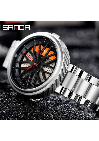 Örgü Mavi Erkek Lüks Saatler Spor Araba Saatler Su Geçirmez Spor Jant Hub Tekerlek Kol Saati Araba Kuvars Erkek Saatler Relogio Masculino (Yurt Dışından) fiyatları