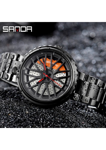 Örgü Mavi Erkek Lüks Saatler Spor Araba Saatler Su Geçirmez Spor Jant Hub Tekerlek Kol Saati Araba Kuvars Erkek Saatler Relogio Masculino (Yurt Dışından) fırsatları