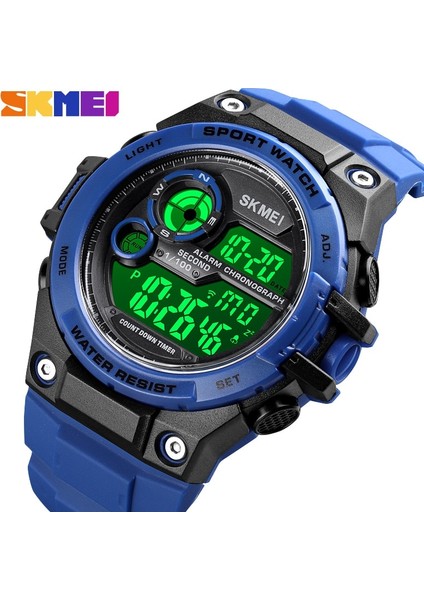 Siyah Skmeı 100 M Su Geçirmez Çok Fonksiyonlu Spor Dijital Saat LED Erkek Saatleri Geri Sayım Chrono Elektronik Kol Saati Reloj Hombre (Yurt Dışından)