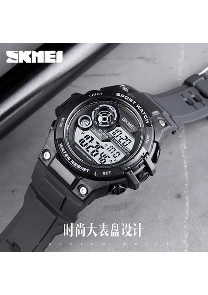 Siyah Skmeı 100 M Su Geçirmez Çok Fonksiyonlu Spor Dijital Saat LED Erkek Saatleri Geri Sayım Chrono Elektronik Kol Saati Reloj Hombre (Yurt Dışından)