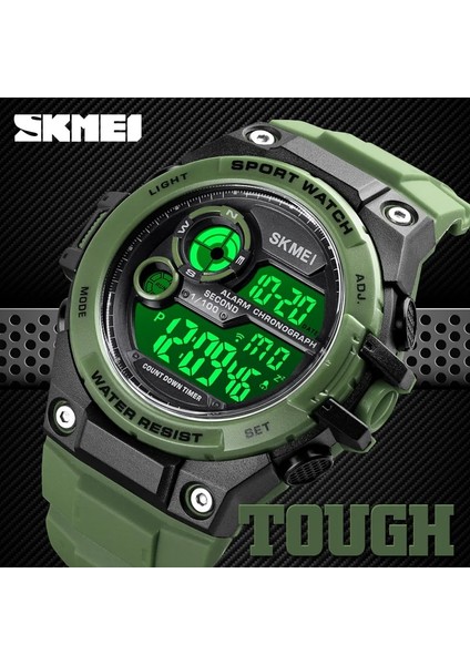Siyah Skmeı 100 M Su Geçirmez Çok Fonksiyonlu Spor Dijital Saat LED Erkek Saatleri Geri Sayım Chrono Elektronik Kol Saati Reloj Hombre (Yurt Dışından)