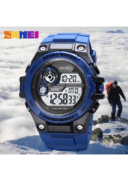 Siyah Skmeı 100 M Su Geçirmez Çok Fonksiyonlu Spor Dijital Saat LED Erkek Saatleri Geri Sayım Chrono Elektronik Kol Saati Reloj Hombre (Yurt Dışından)
