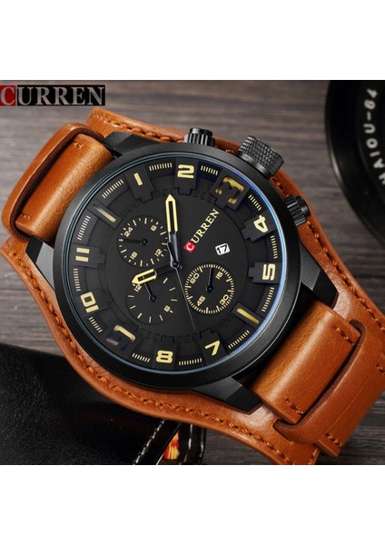 Kahve Kahve Kutusu Curren Erkek Saatler Üst Marka Lüks Fashioncasual Iş Kuvars Izle Tarih Su Geçirmez Kol Saati Hodinky Relogio Masculino (Yurt Dışından)