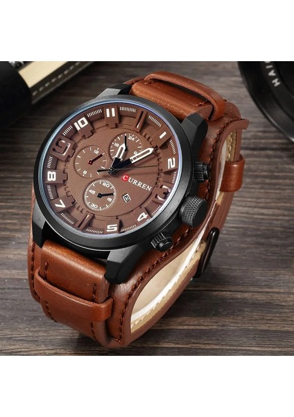 Kahve Kahve Kutusu Curren Erkek Saatler Üst Marka Lüks Fashioncasual Iş Kuvars Izle Tarih Su Geçirmez Kol Saati Hodinky Relogio Masculino (Yurt Dışından)