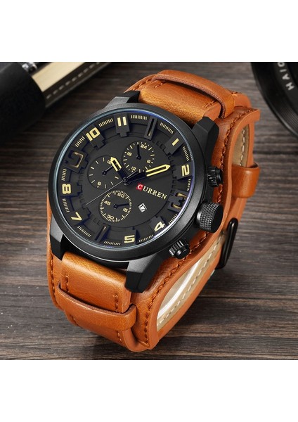 Kahve Kahve Kutusu Curren Erkek Saatler Üst Marka Lüks Fashioncasual Iş Kuvars Izle Tarih Su Geçirmez Kol Saati Hodinky Relogio Masculino (Yurt Dışından)