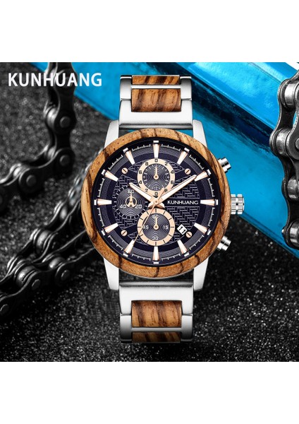 Gümüş Bn Ahşap Kutu Kunhuang Ahşap Saatler Lüks Aydınlık Çok Fonksiyonlu Ahşap Erkek Kuvars Retro Izle Moda Spor Saatler Zegarek Męski (Yurt Dışından) modelleri