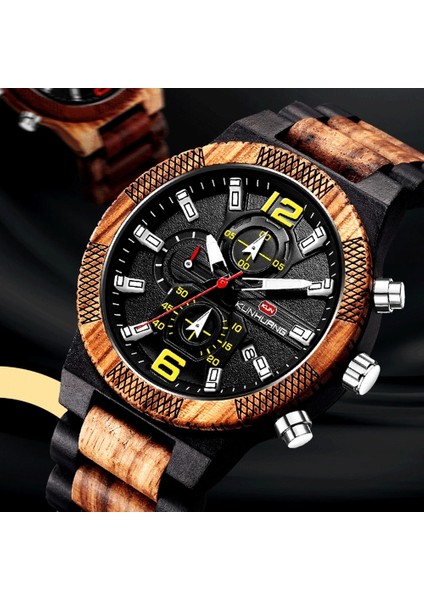Siyah Kırmızı Ahşap Kutu Erkek Ahşap Saatler Lüks Aydınlık Çok Fonksiyonlu Ahşap Izle Erkek Kuvars Retro Izle Erkekler Moda Spor Saatler Relogio (Yurt Dışından) fiyatları