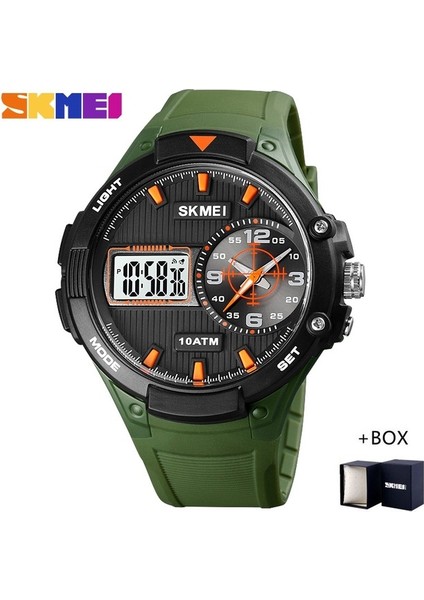 Ordu Yeşil Kutu Skmeı Izle Erkek Saatler Erkekler Kol Saatleri Moda 100 M Su Geçirmez Yüzmek Spor Kronometre Erkekler Izle 3 Zaman LED Dijital Reloj Hombre (Yurt Dışından)