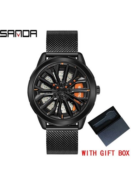 Örgü Kara Kutu Sanda Sıcak Satış Moda Araba Çarkı Izle 360 Döner Kadran Saat Deri Su Geçirmez Jant Hub Kuvars Kol Saati Relogio Masculino (Yurt Dışından)