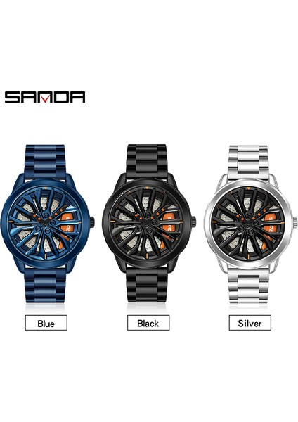 Örgü Kara Kutu Sanda Sıcak Satış Moda Araba Çarkı Izle 360 Döner Kadran Saat Deri Su Geçirmez Jant Hub Kuvars Kol Saati Relogio Masculino (Yurt Dışından)