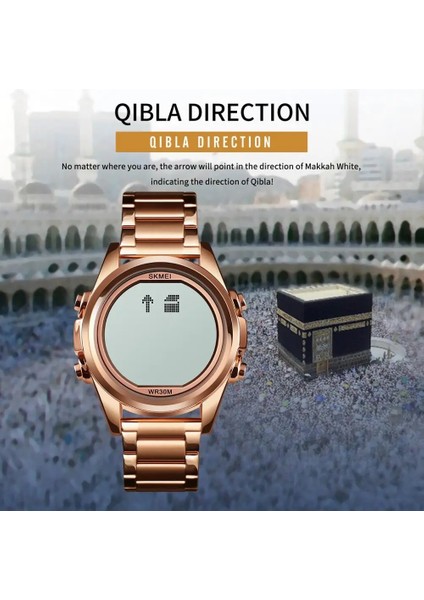 Siyah Siyah Skmeı Müslüman Ezan Saati Kıble Pusulası ile Namaz Için Izle Ezan Alarmı Hicri Takvim Islami Al Harameen Sabah Saati Kol Saati (Yurt Dışından) modelleri